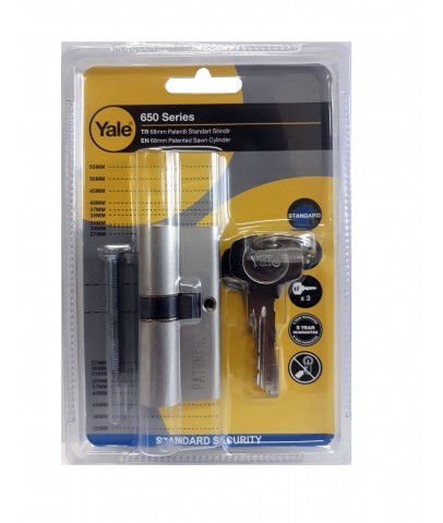Yale 650 Serisi Standart Patentli Silindir 68mm - Saten Blisterli 
